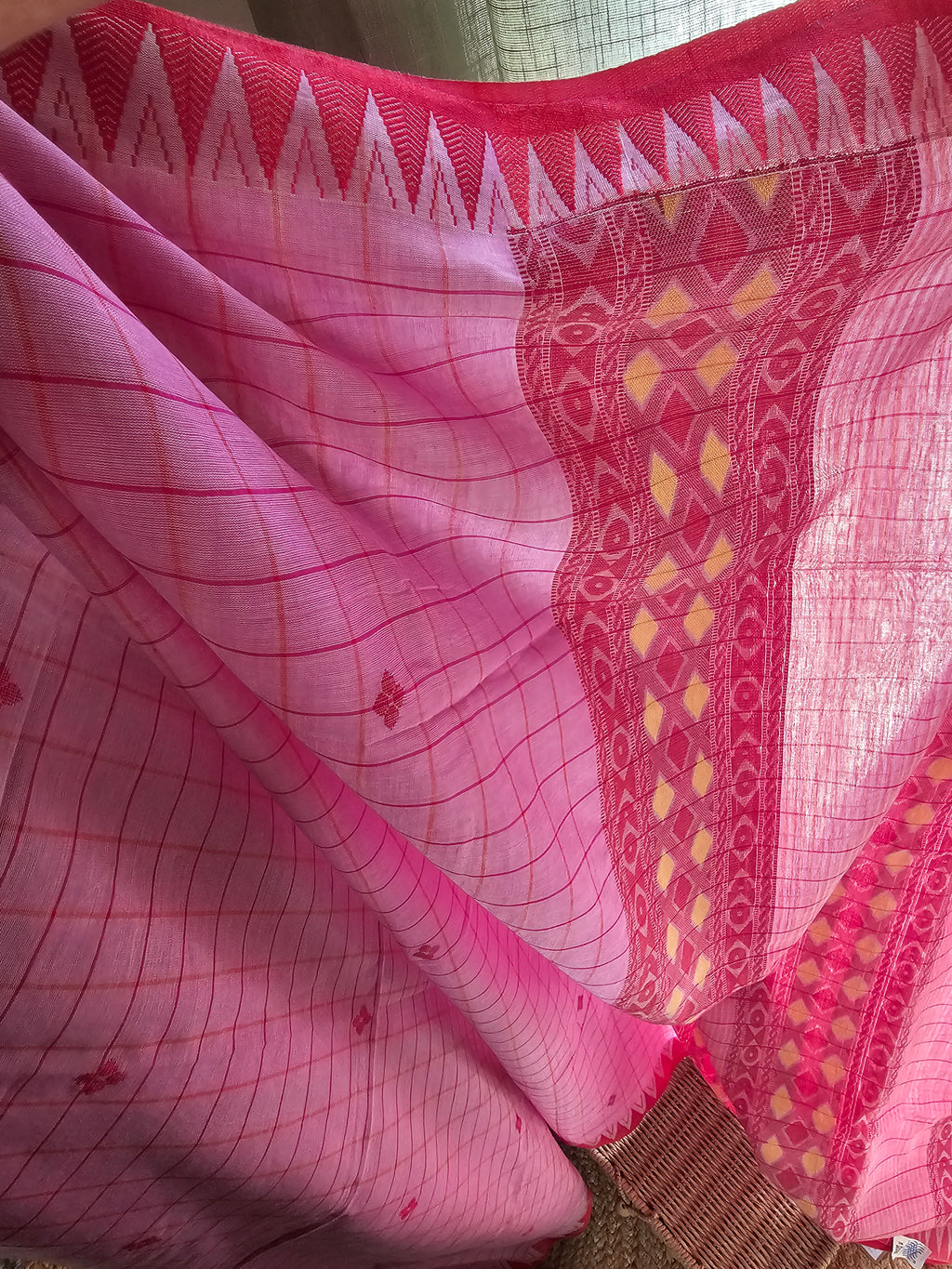 GULABI REET - Handloom Jamdani Khadi  Cotton