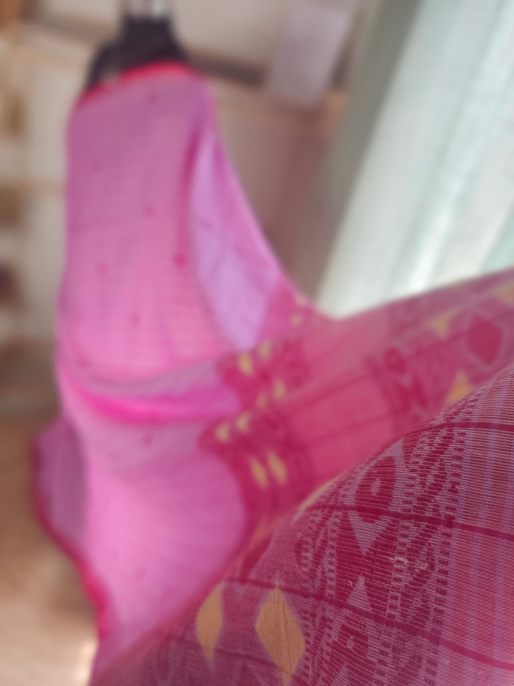 GULABI REET - Handloom Jamdani Khadi  Cotton