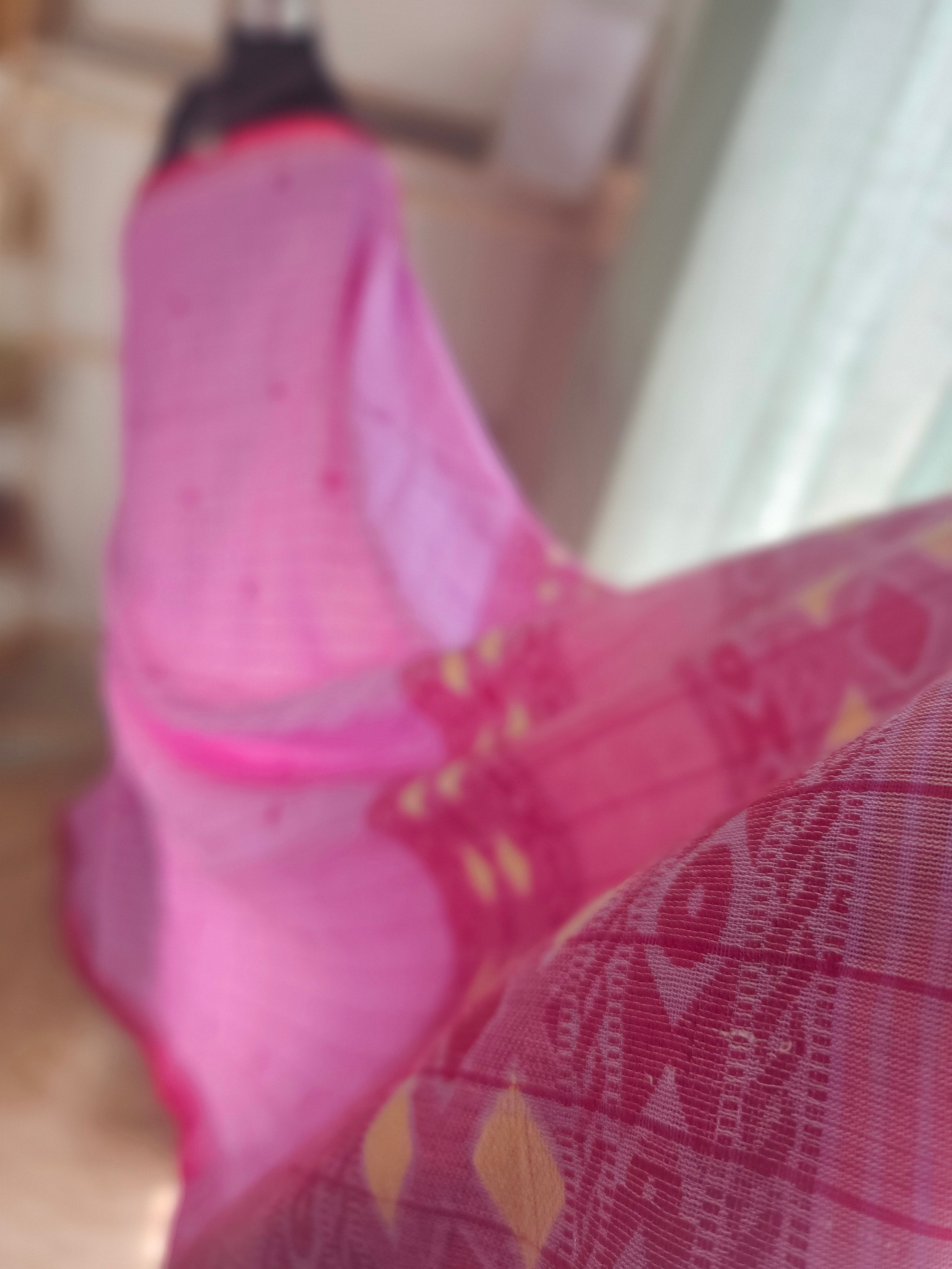 GULABI REET - Handloom Jamdani Khadi  Cotton