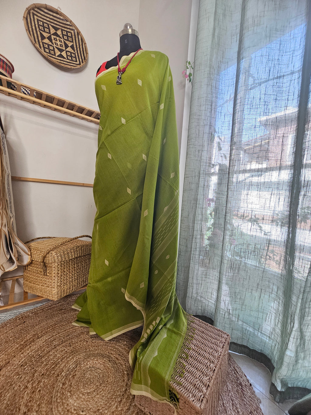 NOIRA JAMDANI – Pistachio Green - Fresh as spring foliage and delicately woven with timeless artistry