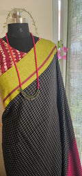 REKHA RANG -  Fine check weave, and vibrant Ganga Jamuna border