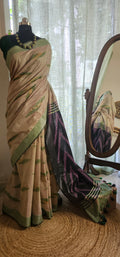 VANAM VARNAM  -  Woven in soft natural tones with striking ikat-inspired detailing