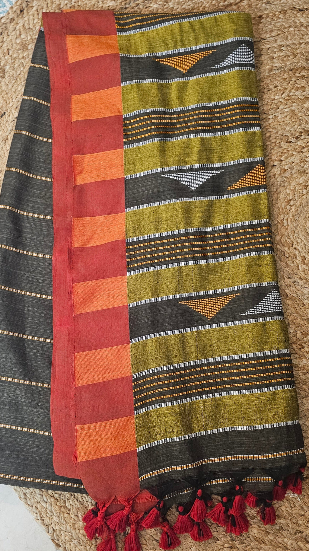 MRITTIKA OLIVE - Contemporary Khadi Silk Handloom Saree