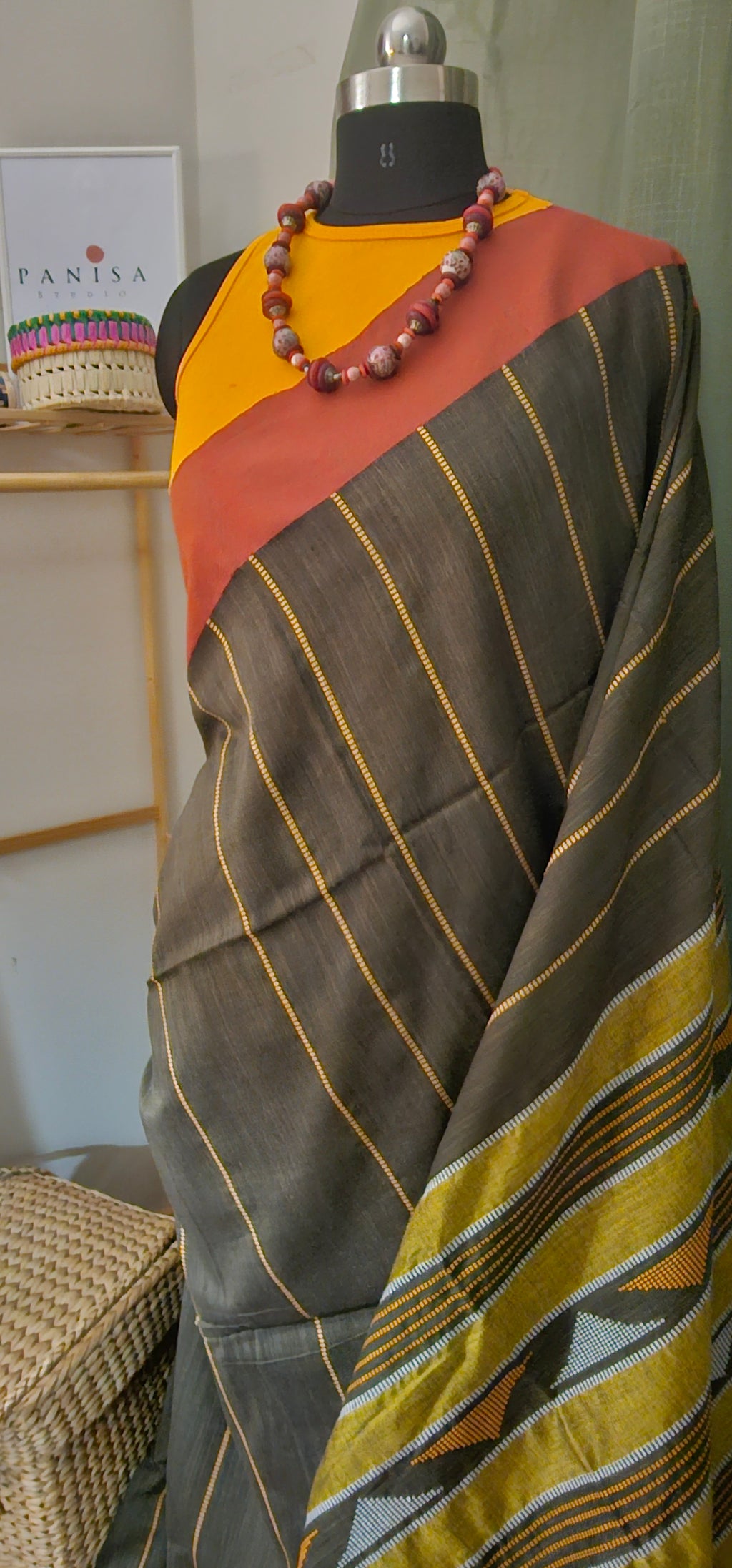 MRITTIKA OLIVE - Contemporary Khadi Silk Handloom Saree