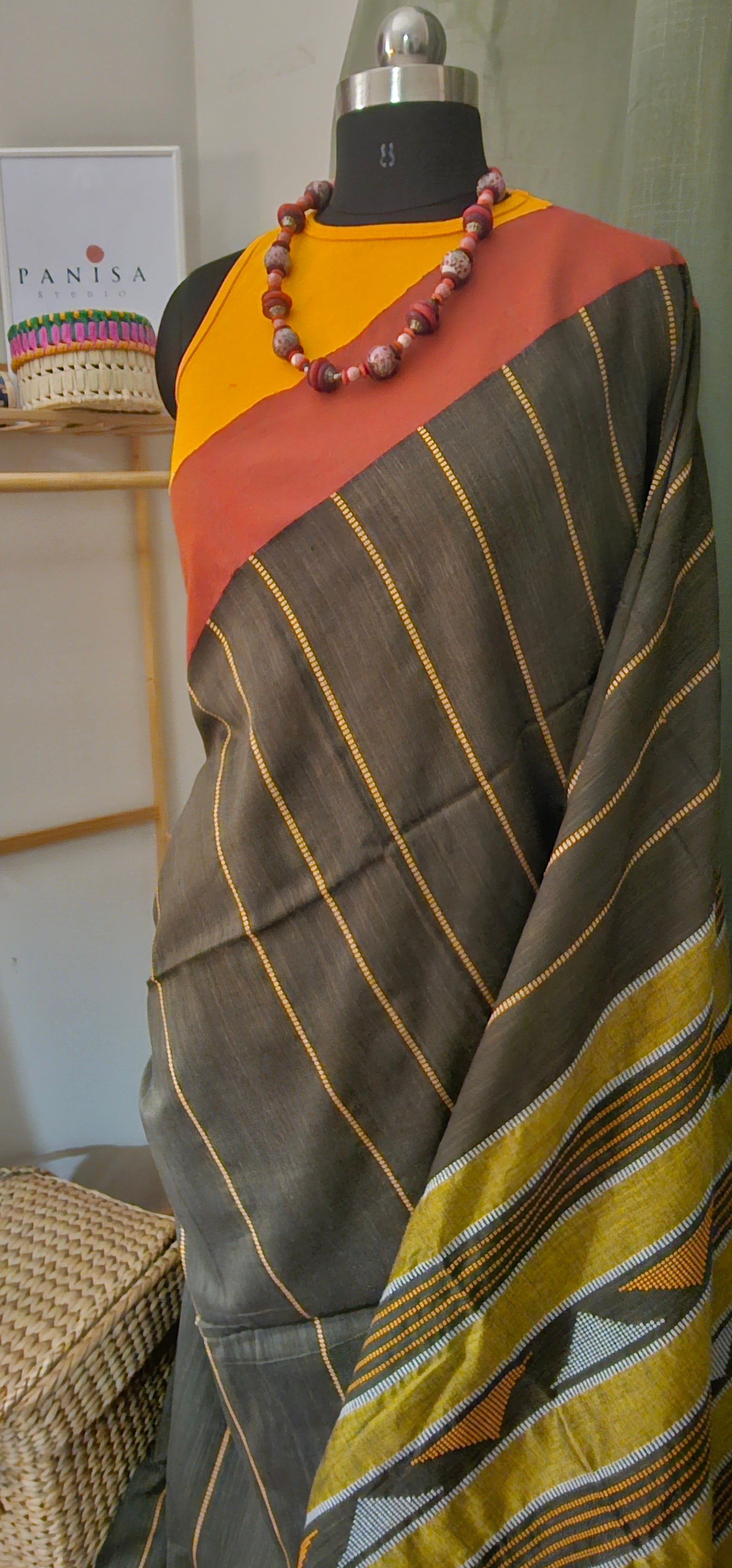 MRITTIKA OLIVE - Contemporary Khadi Silk Handloom Saree