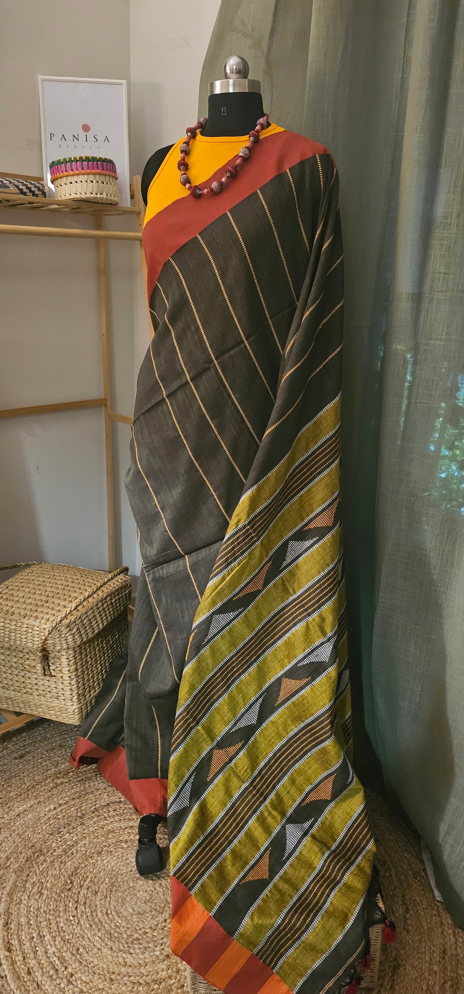 MRITTIKA OLIVE - Contemporary Khadi Silk Handloom Saree