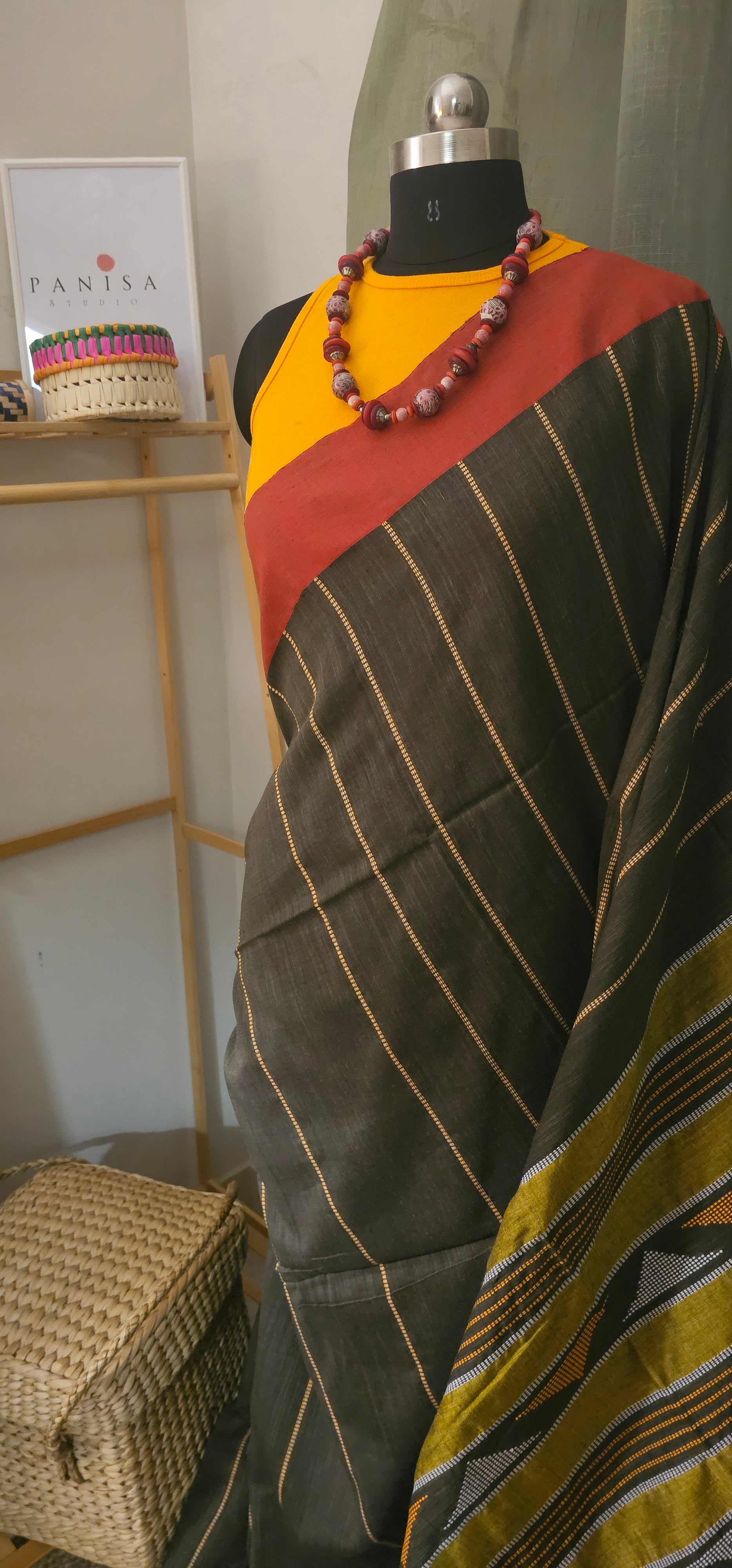 MRITTIKA OLIVE - Contemporary Khadi Silk Handloom Saree