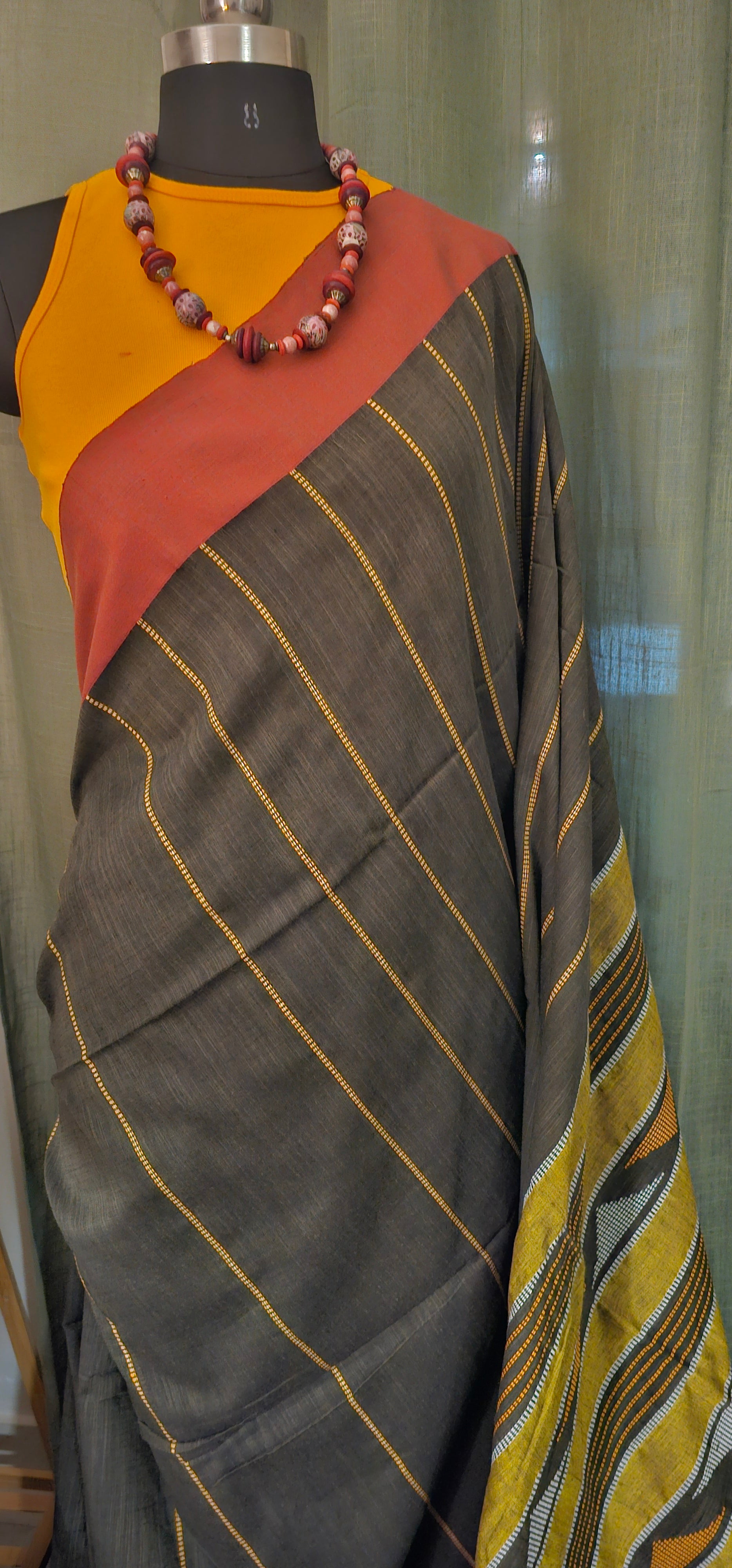 MRITTIKA OLIVE - Contemporary Khadi Silk Handloom Saree