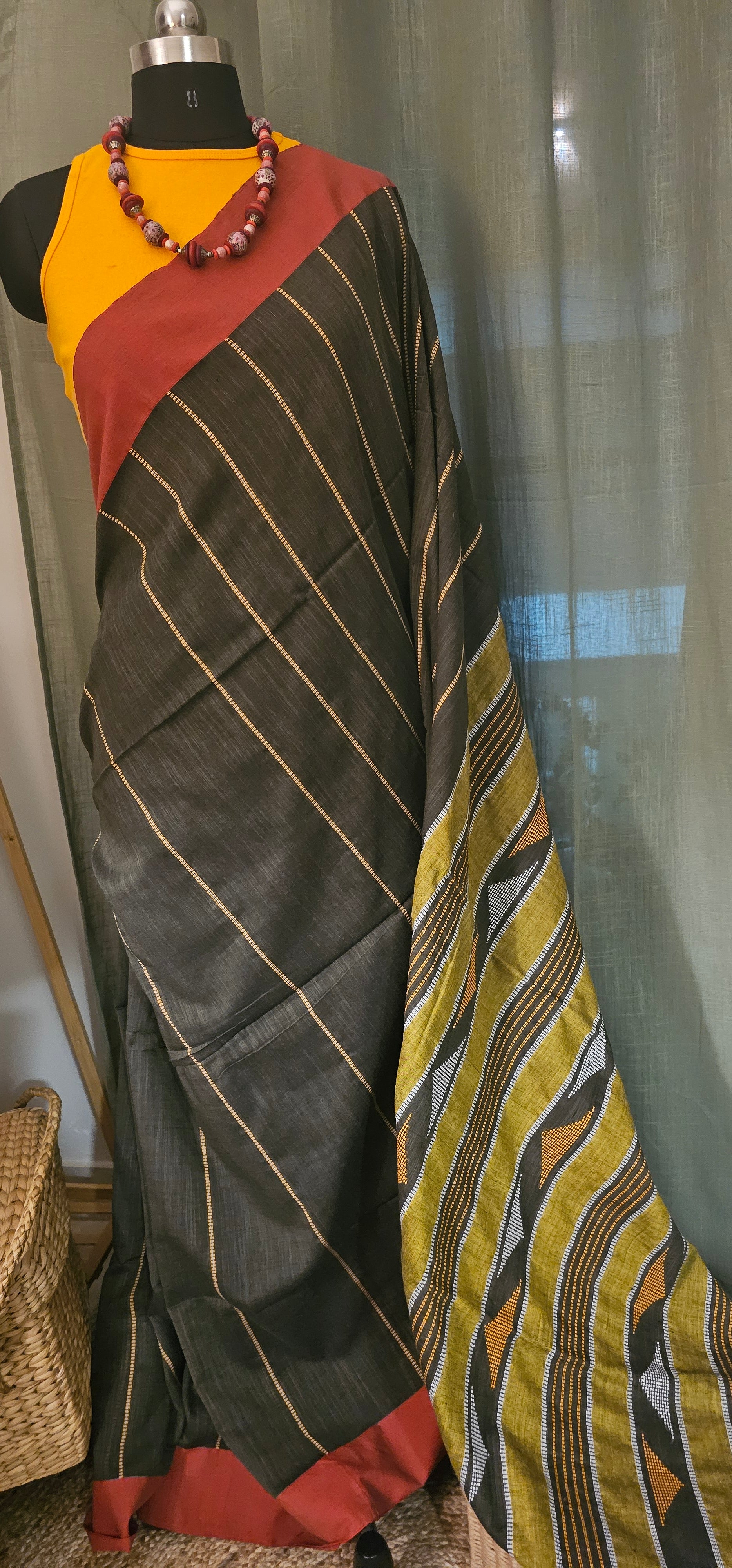 MRITTIKA OLIVE - Contemporary Khadi Silk Handloom Saree