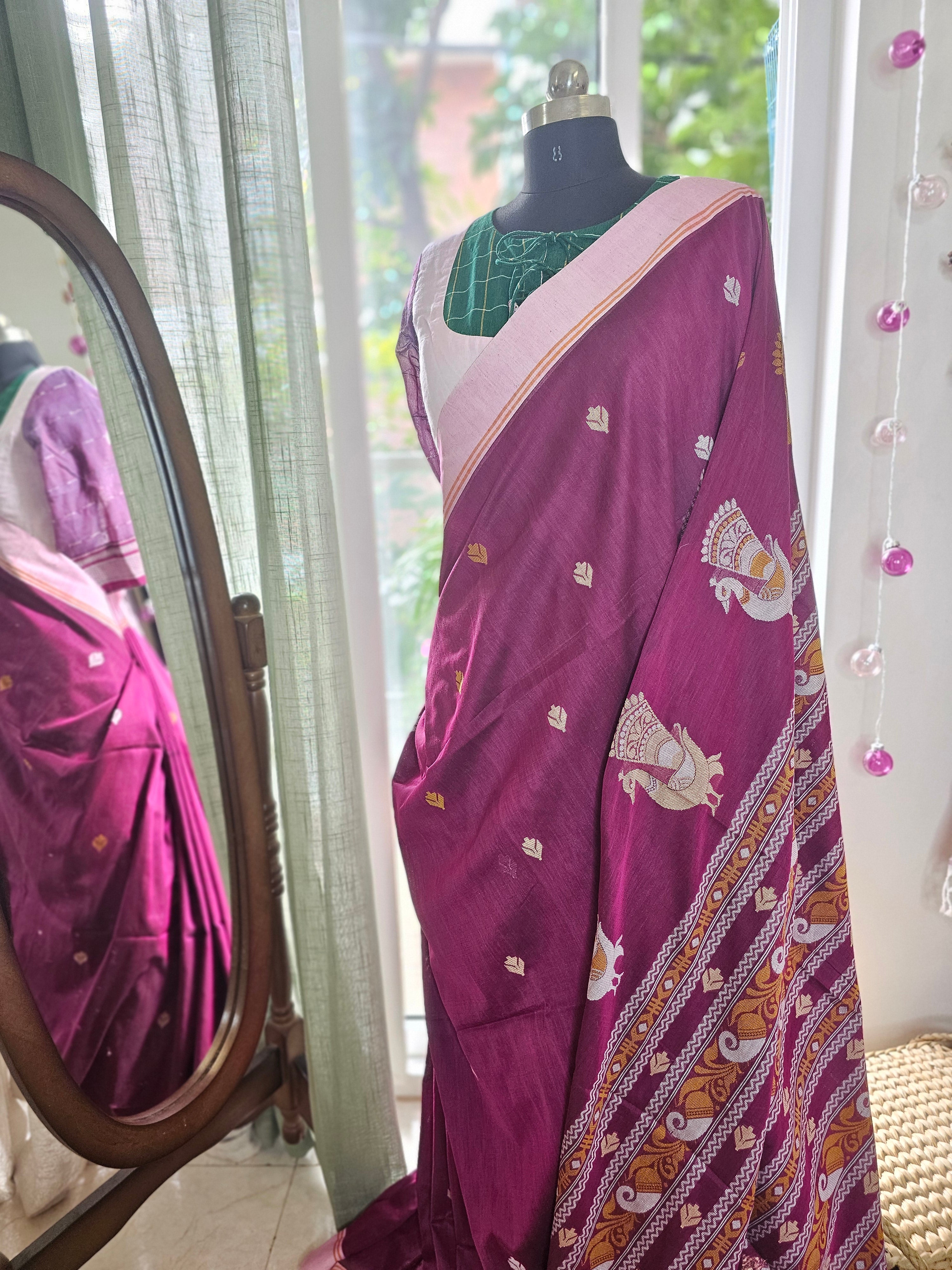 MAYURA – Magenta Pink with Baby Pink Border