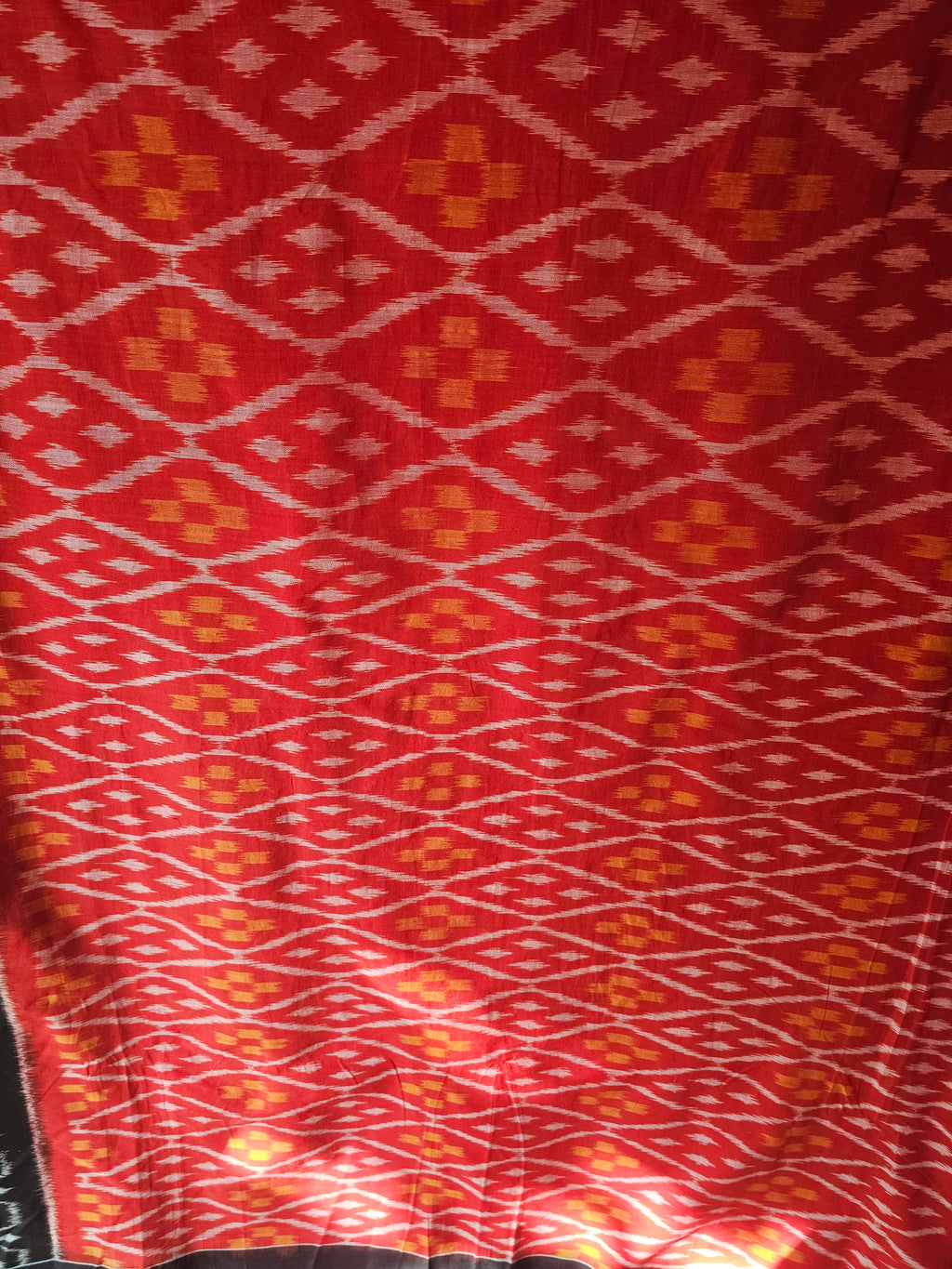 INDRANI Sindura | Authentic Handwoven Weft Ikkat Cotton Saree