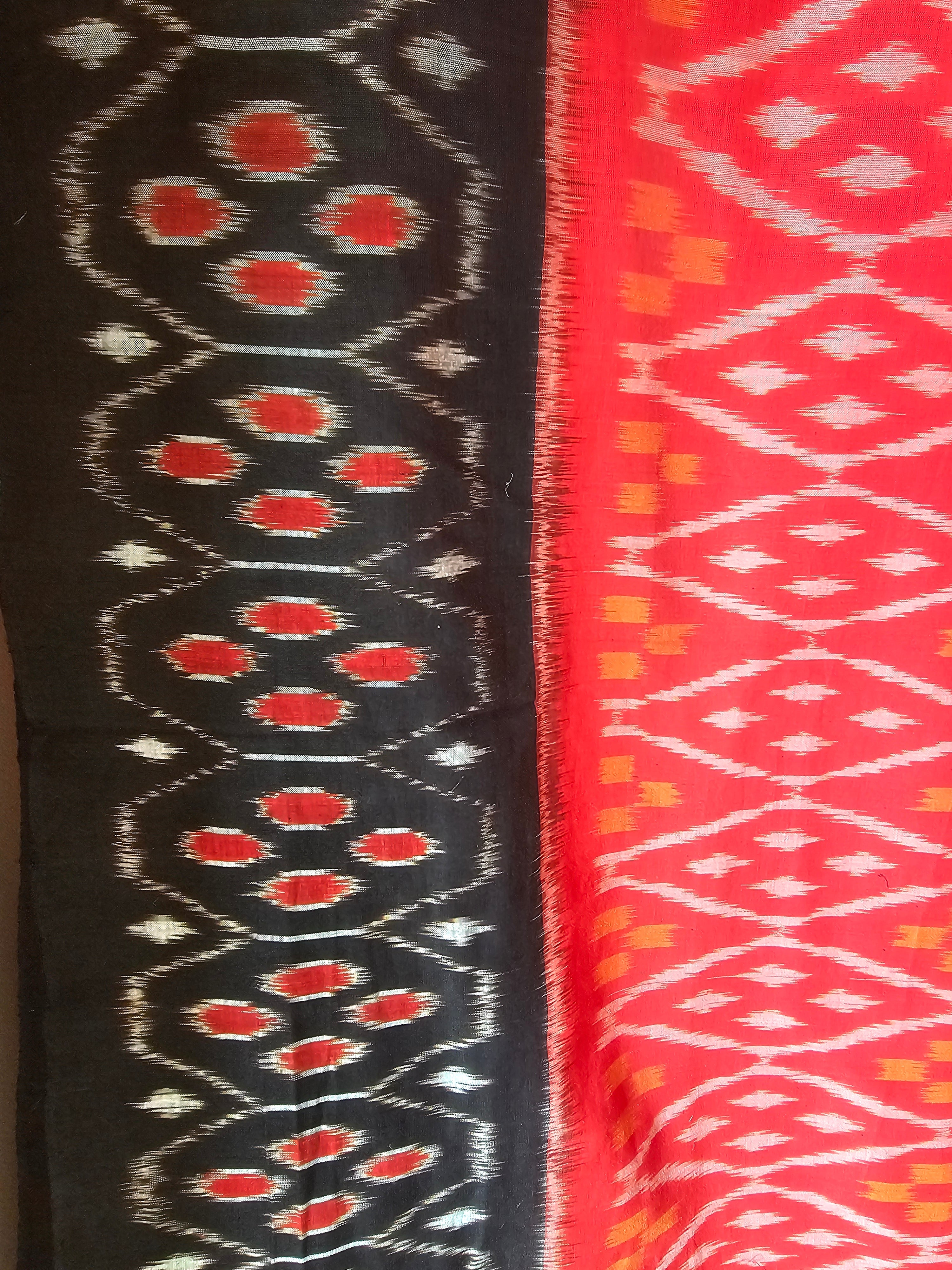 INDRANI Sindura | Authentic Handwoven Weft Ikkat Cotton Saree