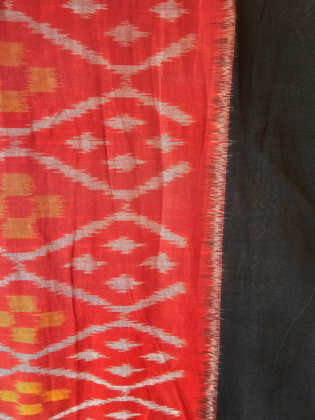 INDRANI Sindura | Authentic Handwoven Weft Ikkat Cotton Saree