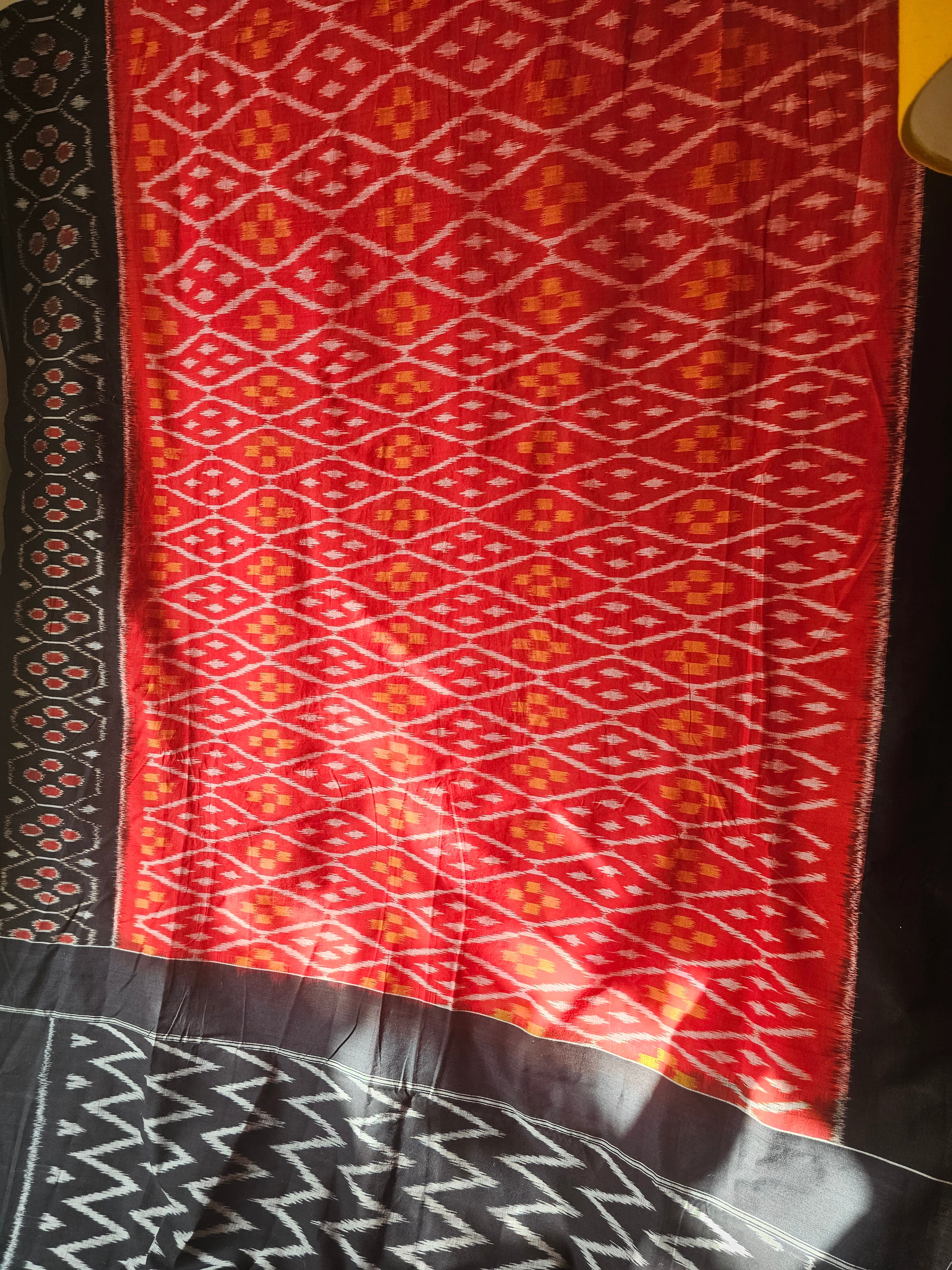 INDRANI Sindura | Authentic Handwoven Weft Ikkat Cotton Saree
