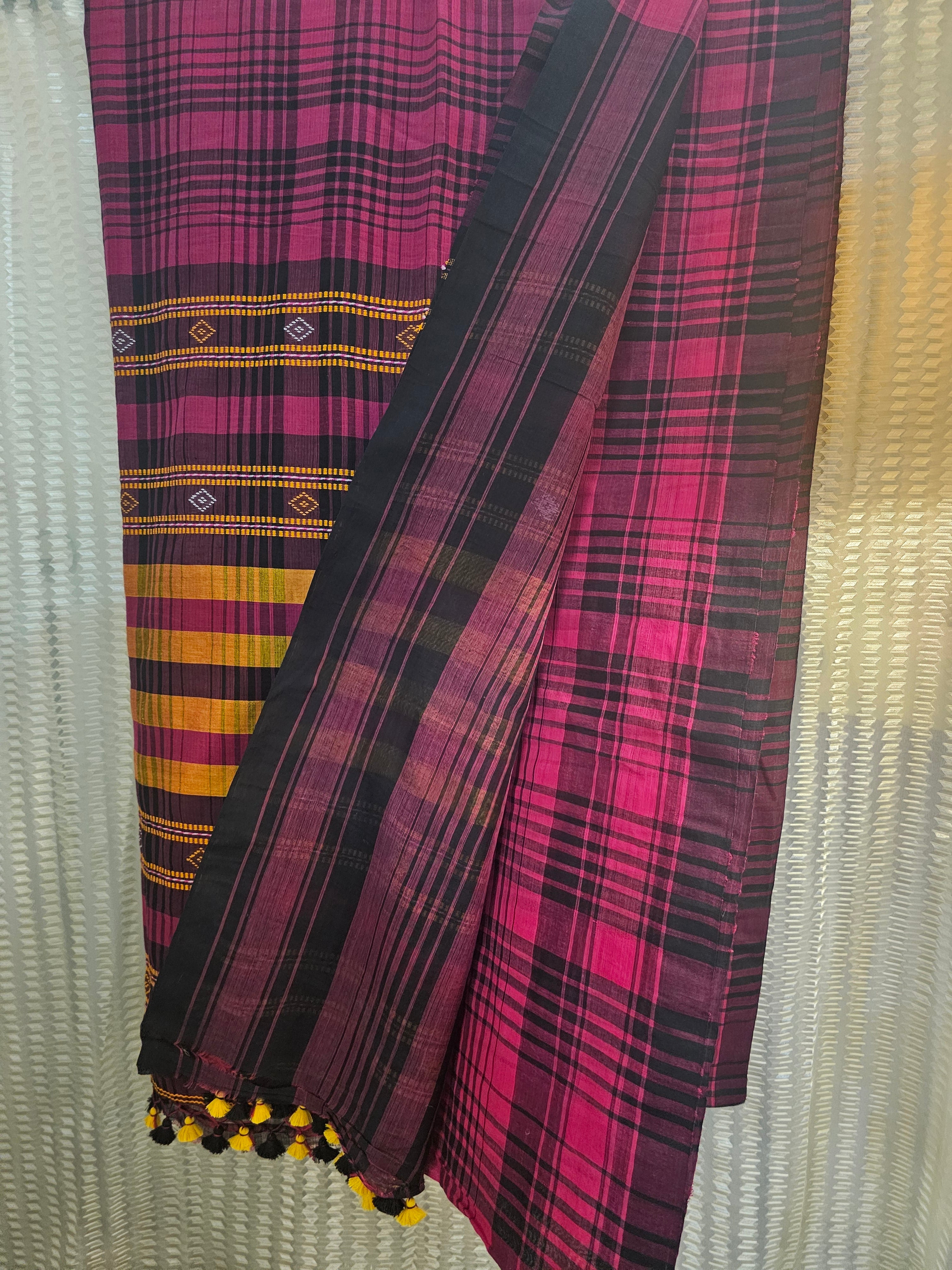 VARSHAA PINK | Bhujodi-inspired weave Cotton Saree