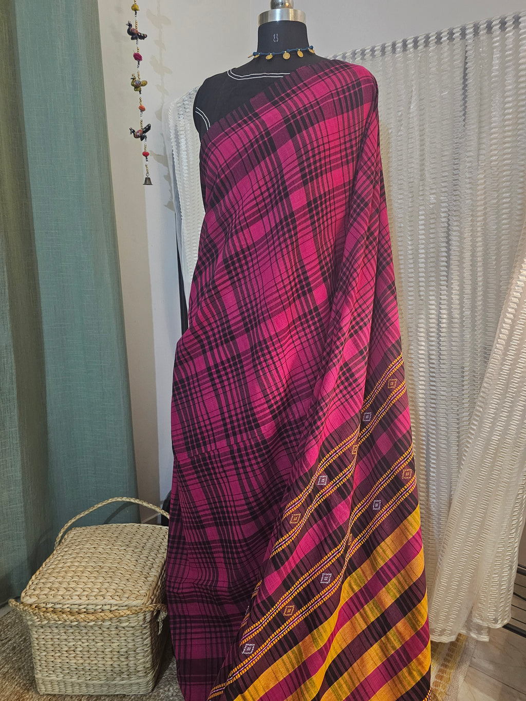 VARSHAA PINK | Bhujodi-inspired weave Cotton Saree