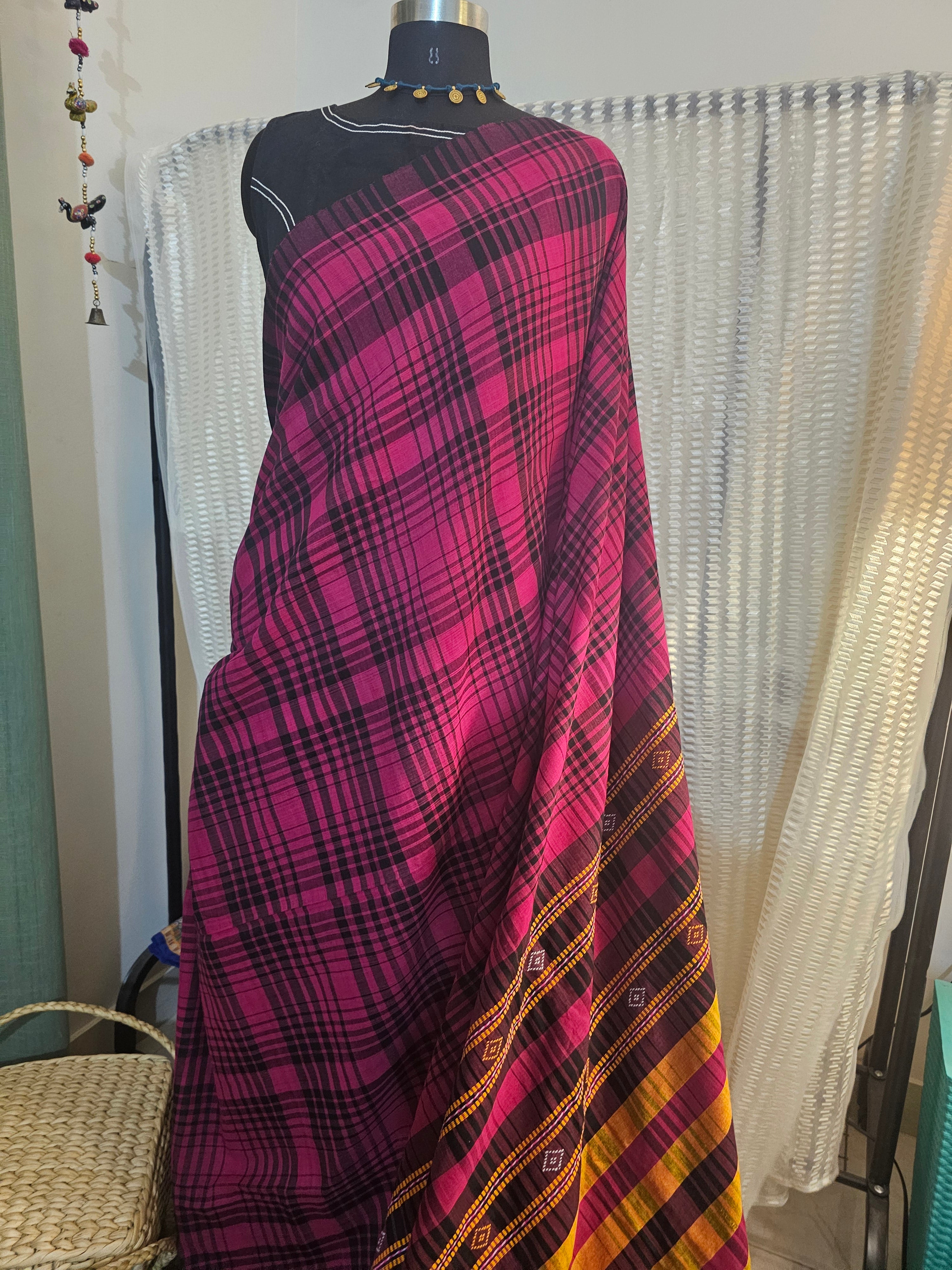 VARSHAA PINK | Bhujodi-inspired weave Cotton Saree
