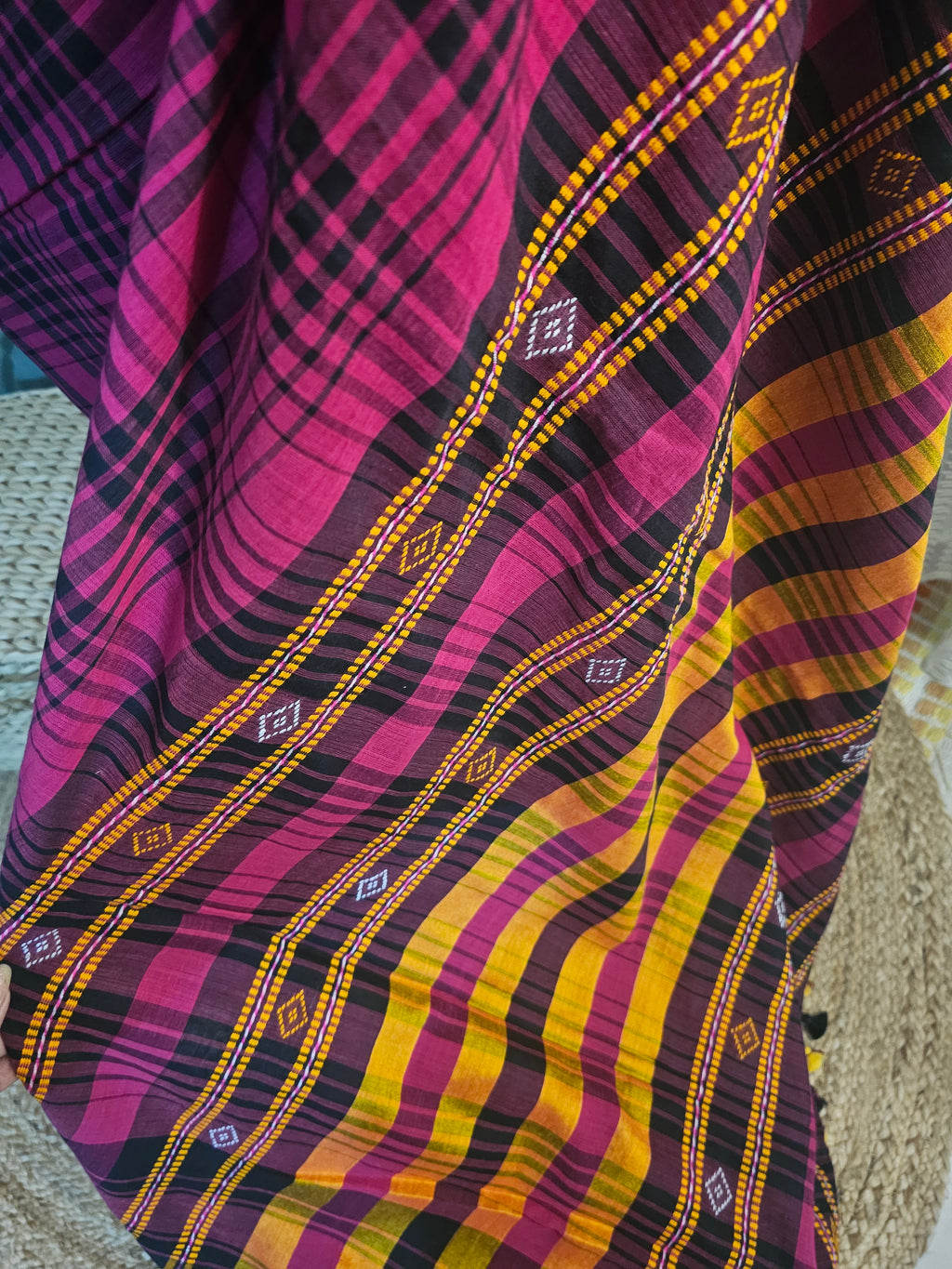 VARSHAA PINK | Bhujodi-inspired weave Cotton Saree