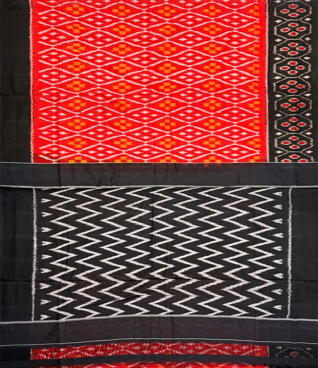 INDRANI Sindura | Authentic Handwoven Weft Ikkat Cotton Saree