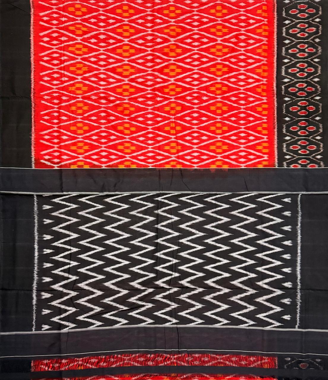 INDRANI Sindura | Authentic Handwoven Weft Ikkat Cotton Saree
