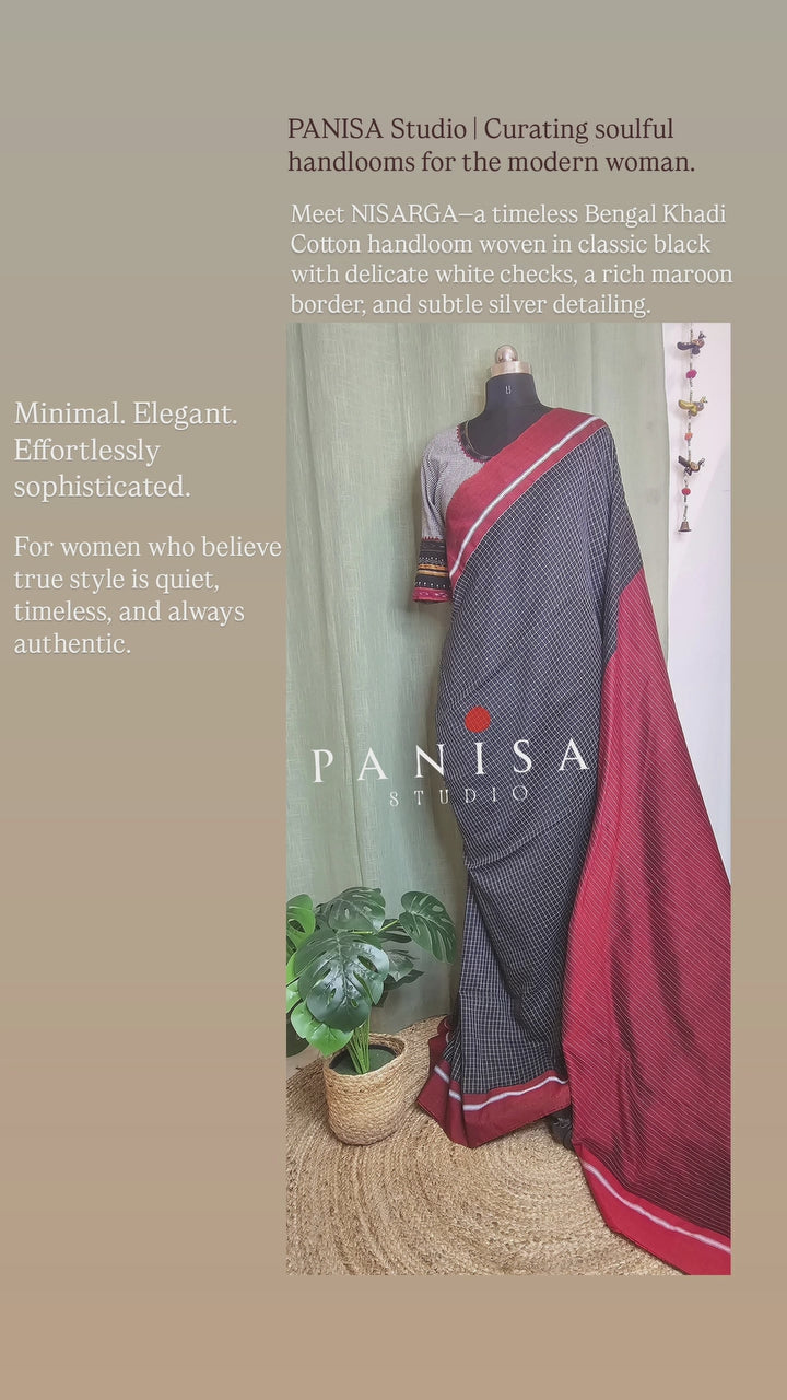NISARGA | Authentic Handwoven Bengal Khadi Cotton Saree
